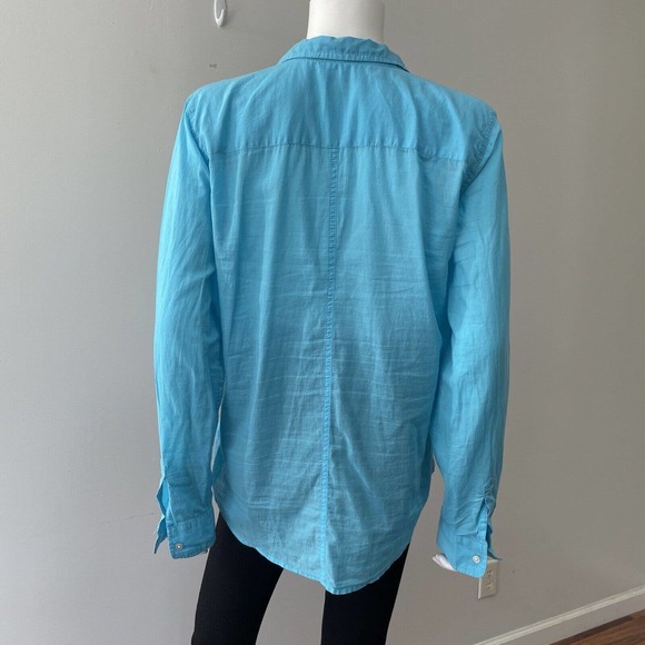 Lilly Pulitzer Size L Shirt Anna Maria Turquoise Long Sleeve Button Front Cotton - Picture 3 of 7